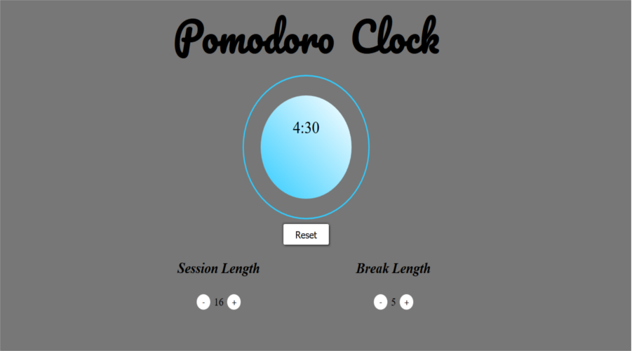 Screenshot of Pomodoro Clock